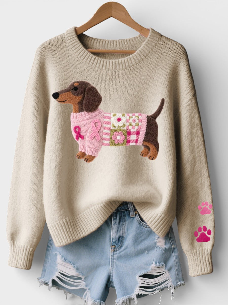 Irena™ | Suéter de punto con teckel en fieltro de lana