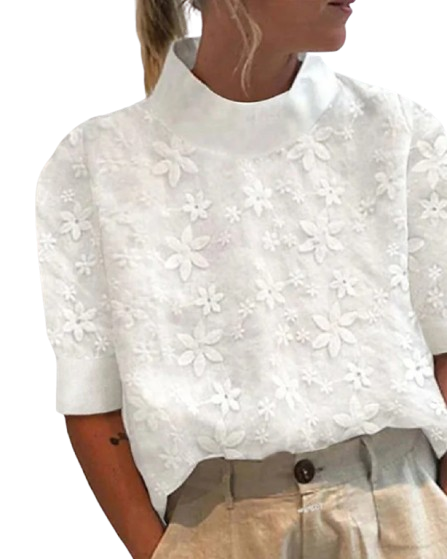 Isabela | Blusa de encaje con cuello alto