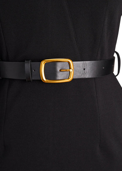 Naomi | Vestido negro refinado con cinturón