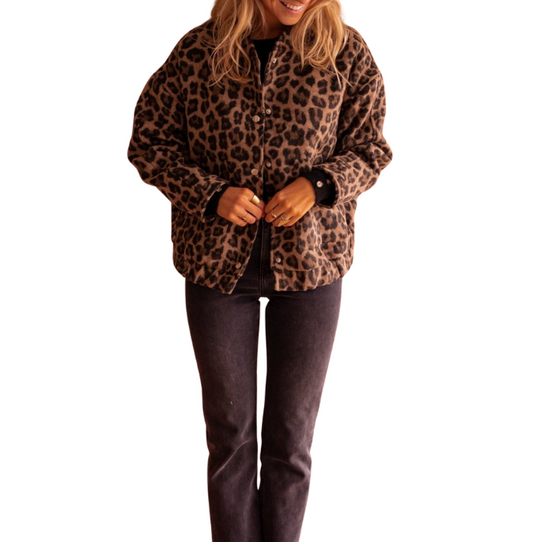 Isa | Chaqueta Corta con Estampado de Leopardo