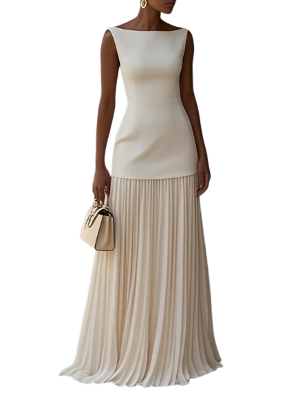 Micaela | Vestido largo plisado de diseño