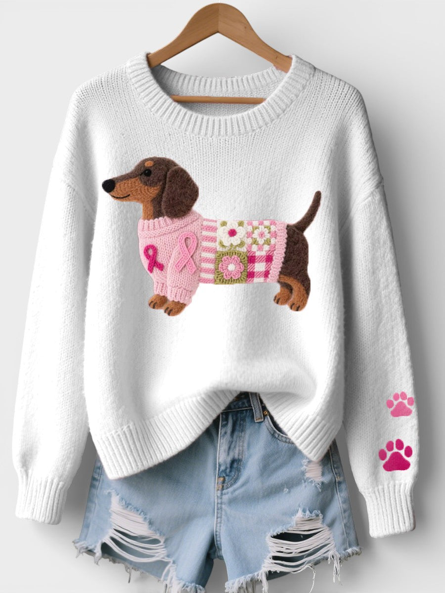 Irena™ | Suéter de punto con teckel en fieltro de lana